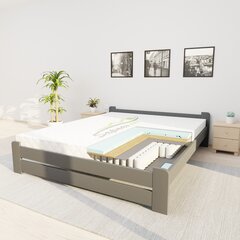 Sänky patjalla RAMYBĖ PS1, 160x200cm, grafiitin väri hinta ja tiedot | Sängyt | hobbyhall.fi