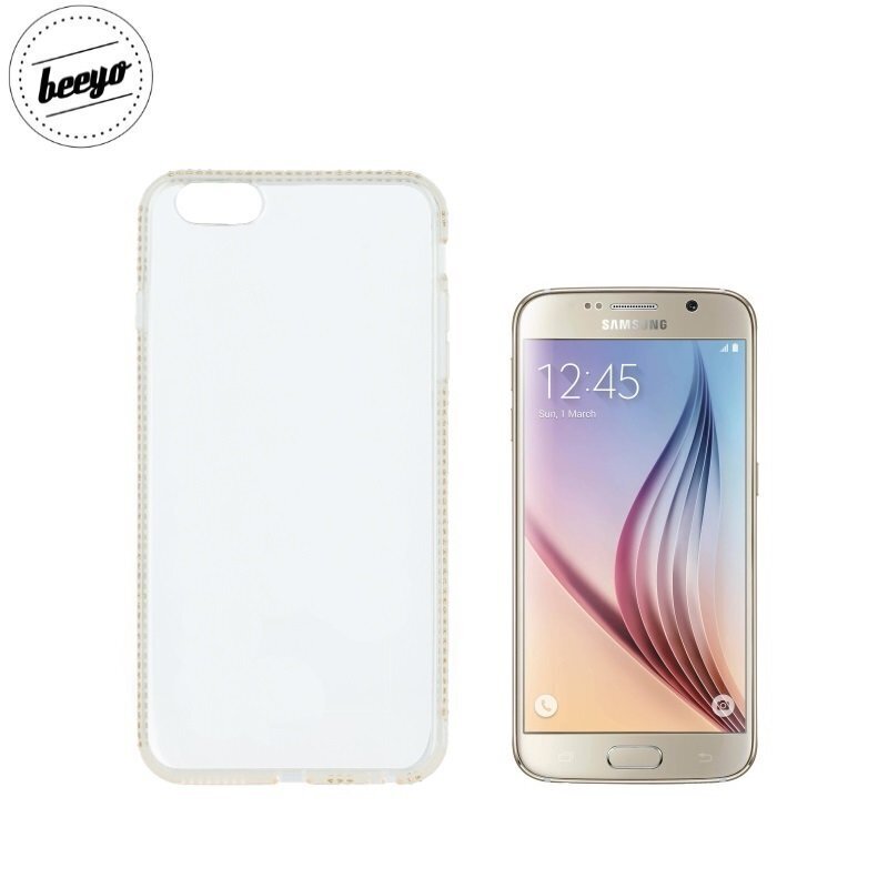 Beeyo Diamond Frame Silicone Back Case For Samsung G920 Galaxy S6 Transparent - Gold hinta ja tiedot | Puhelimen kuoret ja kotelot | hobbyhall.fi