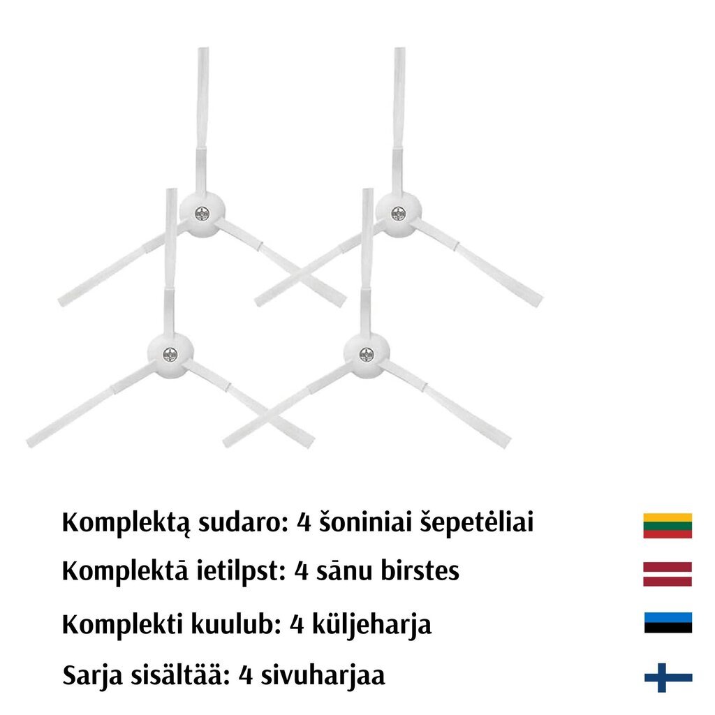 Sivuharjat Xiaomi Mi Robot Vacuum-Mop 2 Lite /Mop 2, 4 kpl, valkoinen, korvaava osa hinta ja tiedot | Pölynimureiden lisätarvikkeet | hobbyhall.fi