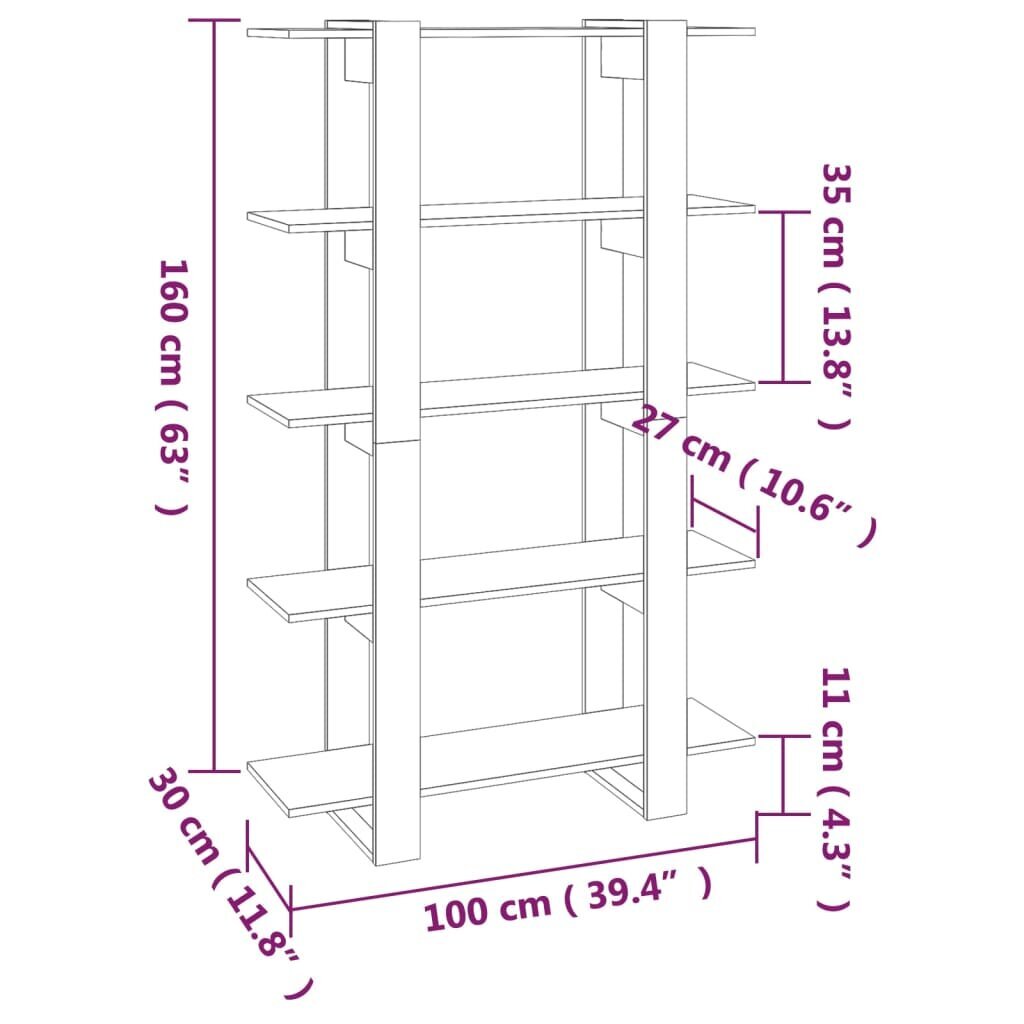 vidaXL Kirjahylly/tilanjakaja savutammi 100x30x160 cm hinta ja tiedot | Hyllyt | hobbyhall.fi