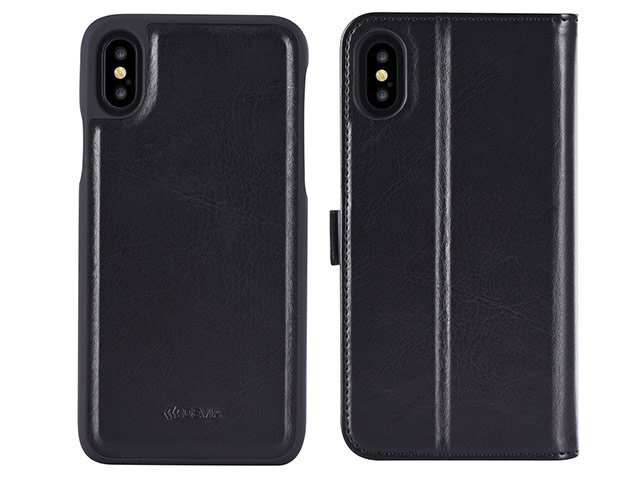 Suojakotelo kannella + takaosa Devia Magic 2 in 1, sopii Apple iPhone X:lle, nahkaa, musta hinta ja tiedot | Puhelimen kuoret ja kotelot | hobbyhall.fi