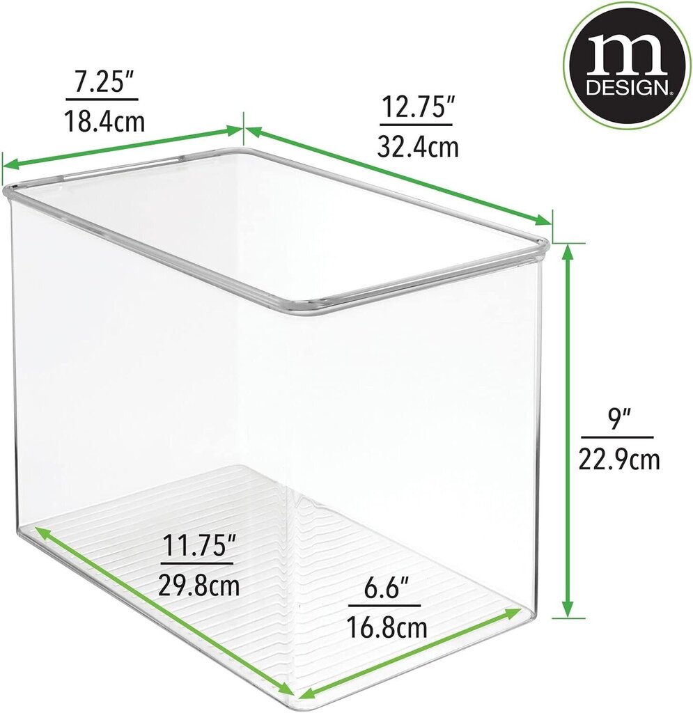 Muoviset säilytyslaatikot mDesign, 32x22x18cm, läpinäkyvät hinta ja tiedot | Elintarvikkeiden säilytysastiat | hobbyhall.fi