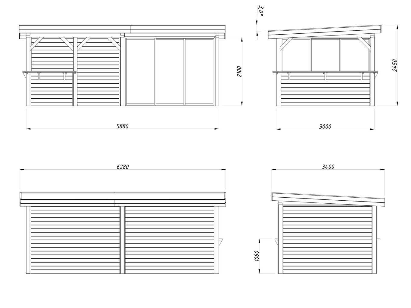 Kesähuone Lenna 16,6 m² SET407 liukuovilla ja harmaalla puunsuojalla hinta ja tiedot | Piharakennukset | hobbyhall.fi