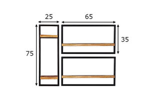 3-osainen hyllystösarja Sidney, musta/ruskea hinta ja tiedot | Hyllyt | hobbyhall.fi