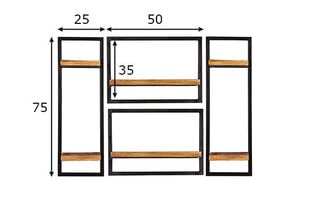 4-osainen hyllystösarja Sidney, musta/ruskea hinta ja tiedot | Hyllyt | hobbyhall.fi