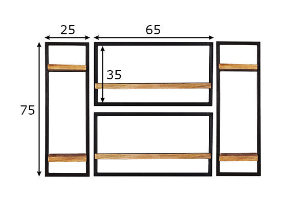 4-osainen hyllystösarja Sidney, musta/ruskea hinta ja tiedot | Hyllyt | hobbyhall.fi