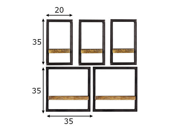 5-osainen hyllystösarja Sidney, musta/ruskea hinta ja tiedot | Hyllyt | hobbyhall.fi