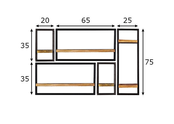 5-osainen hyllystösarja Sidney, musta/ruskea hinta ja tiedot | Hyllyt | hobbyhall.fi