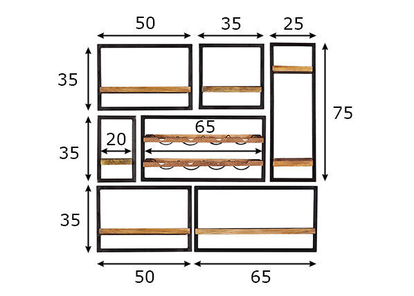 7-osainen hyllystösarja Sidney, musta/ruskea hinta ja tiedot | Hyllyt | hobbyhall.fi