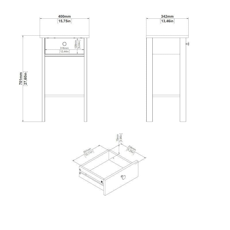 Yöpöytä Tvilum Madrid, valkoinen hinta ja tiedot | Yöpöydät | hobbyhall.fi