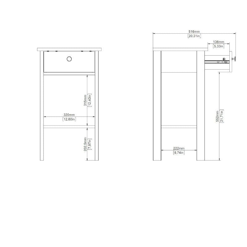 Yöpöytä Tvilum Madrid, valkoinen hinta ja tiedot | Yöpöydät | hobbyhall.fi