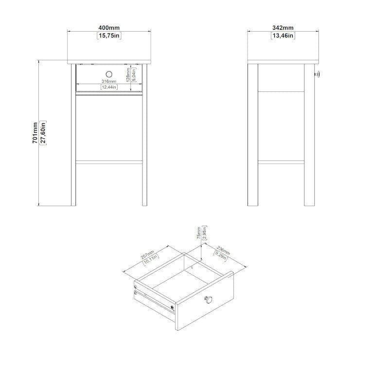 Yöpöytä Tvilum Madrid, musta hinta ja tiedot | Yöpöydät | hobbyhall.fi