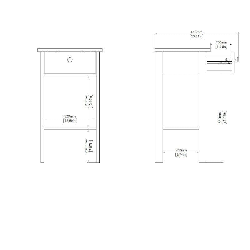 Yöpöytä Tvilum Madrid, musta hinta ja tiedot | Yöpöydät | hobbyhall.fi