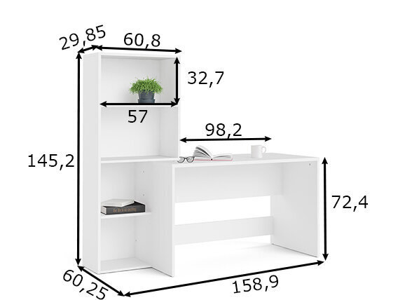 Function Plus kirjoituspöytä, valkoinen hinta ja tiedot | Tietokonepöydät ja työpöydät | hobbyhall.fi
