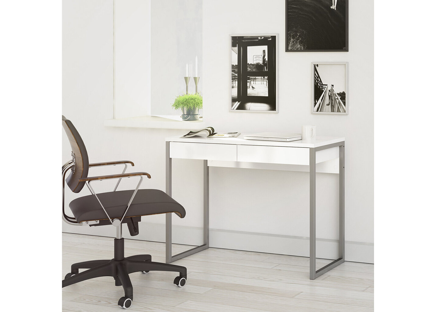 Function Plus kirjoituspöytä, valkoinen/harmaa hinta ja tiedot | Tietokonepöydät ja työpöydät | hobbyhall.fi