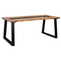 vidaXL Ruokapöytä 180x90x75 cm täysi akaasiapuu ja lasi hinta ja tiedot | Ruokapöydät | hobbyhall.fi