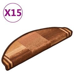 vidaXL Itsekiinnittyvät porrasmatot 15 kpl ruskea 65x21x4 cm hinta ja tiedot | Isot matot | hobbyhall.fi