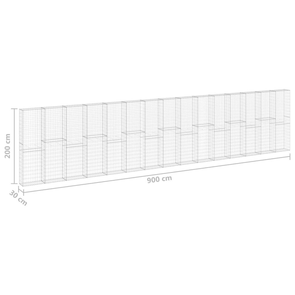 vidaXL Gabion-kivikori kansilla galvanoitu teräs 900x30x200 cm hinta ja tiedot | Aidat ja tarvikkeet | hobbyhall.fi