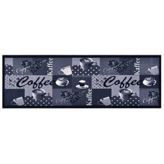 vidaXL Keittiön pestävä lattiamatto Coffee sininen 45x150 cm hinta ja tiedot | Isot matot | hobbyhall.fi