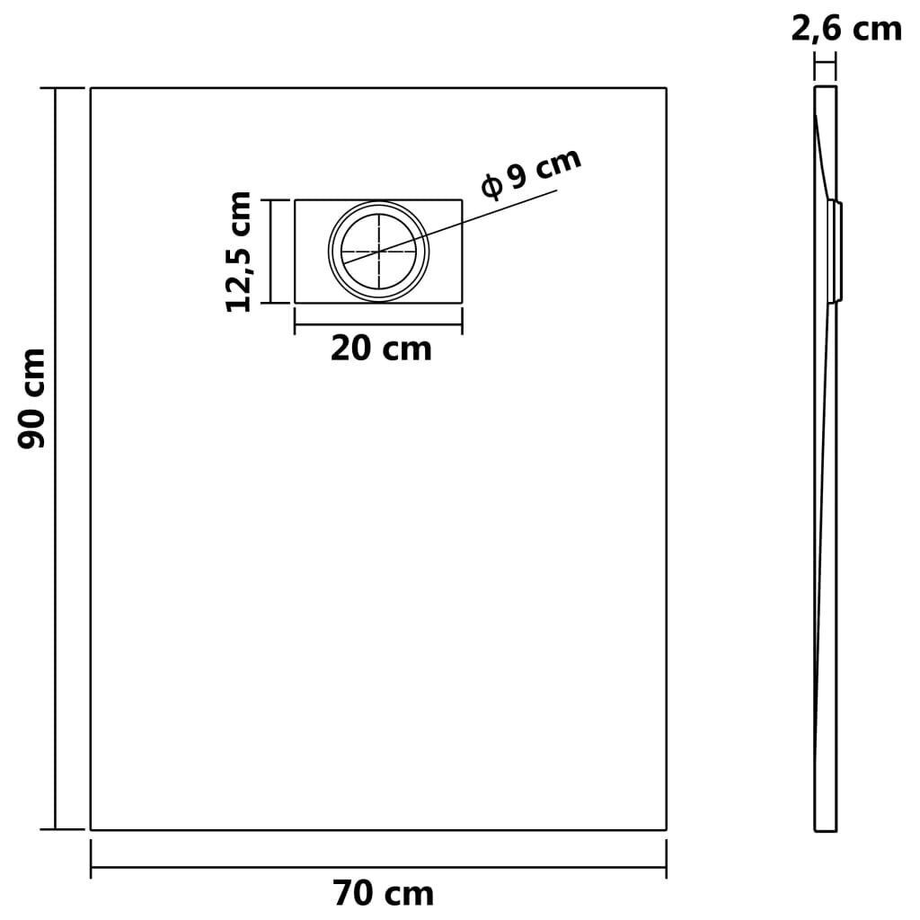 vidaXL Suihkualusta SMC harmaa 90x70 cm hinta ja tiedot | Suihkualtaat | hobbyhall.fi