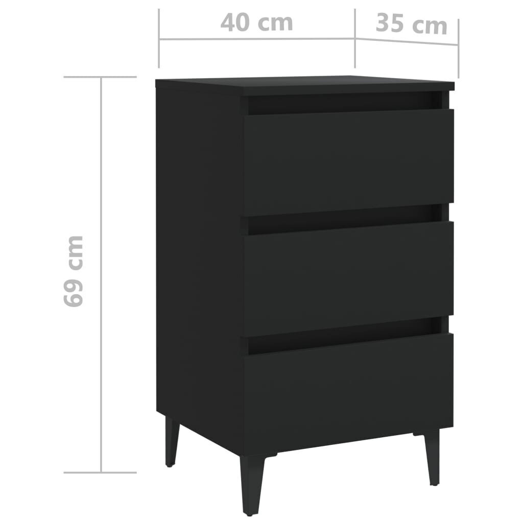 vidaXL Yöpöytä metallijaloilla musta 40x35x69 cm hinta ja tiedot | Yöpöydät | hobbyhall.fi