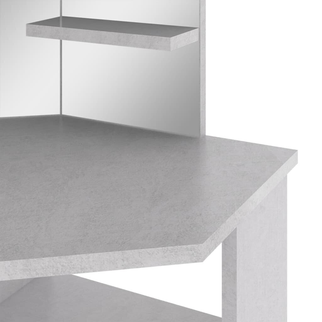 vidaXL Meikkipöytä kulmaan LED-valoilla betoninharmaa 111x54x141,5 cm hinta ja tiedot | Peilipöydät | hobbyhall.fi