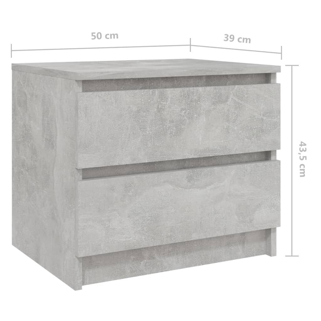 vidaXL Yöpöytä betoninharmaa 50x39x43,5 cm lastulevy hinta ja tiedot | Yöpöydät | hobbyhall.fi