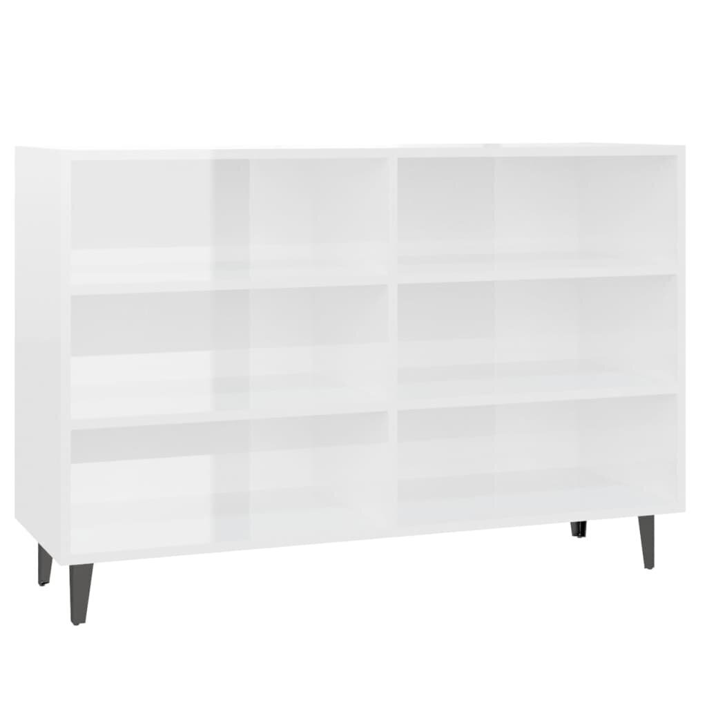 vidaXL Senkki korkeakiilto valkoinen 103,5x35x70 cm lastulevy hinta ja tiedot | Olohuoneen kaapit ja lipastot | hobbyhall.fi