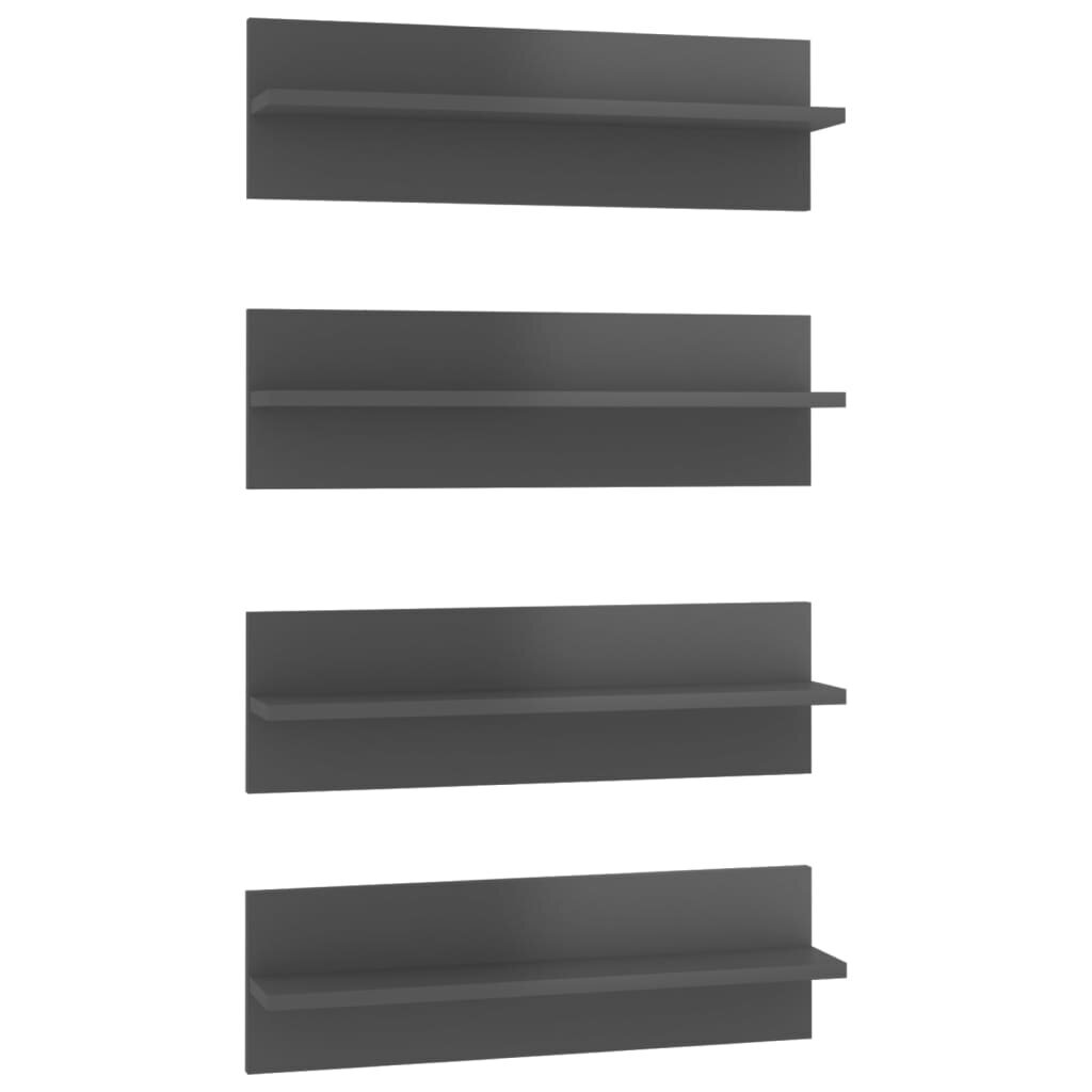 vidaXL Seinähyllyt 4 kpl korkeakiilto harmaa 60x11,5x18 cm lastulevy hinta ja tiedot | Hyllyt | hobbyhall.fi