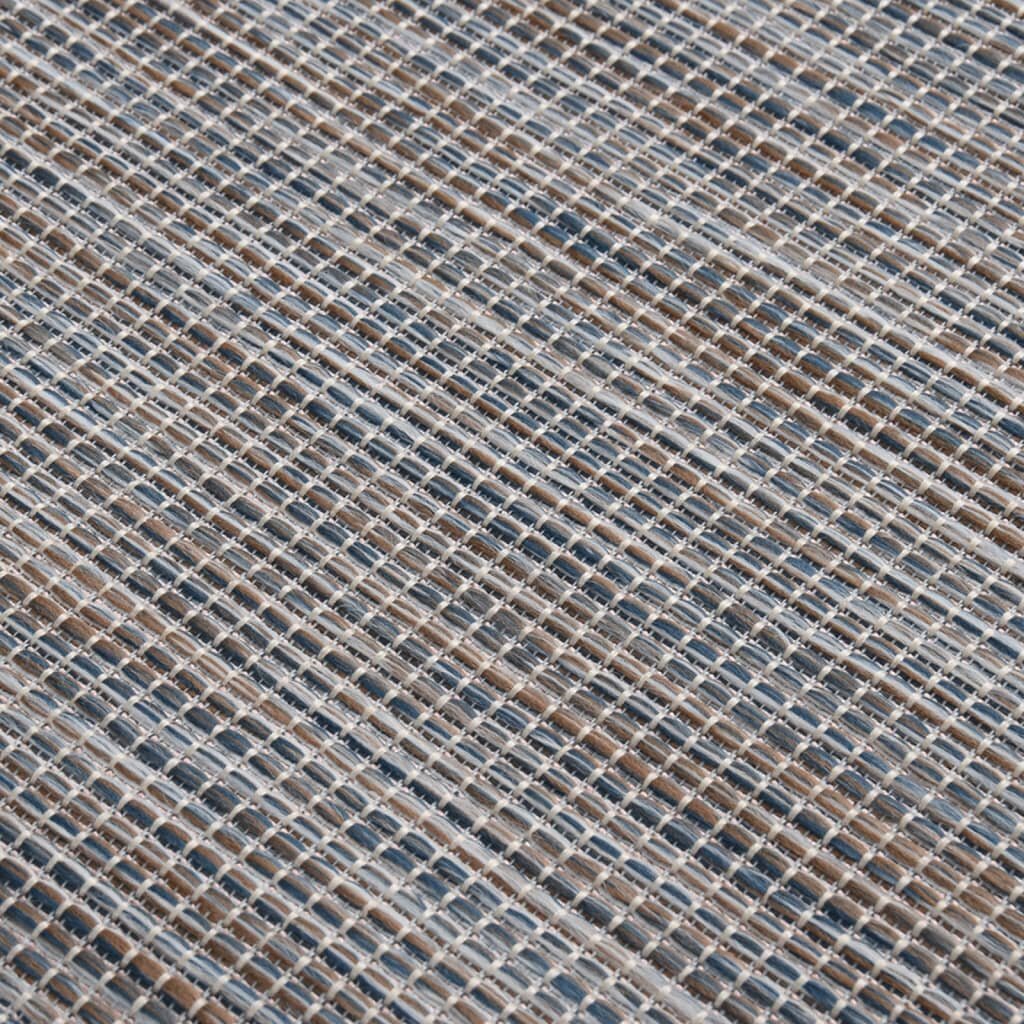 vidaXL Ulkomatto Flatweave 140x200 cm ruskea ja sininen hinta ja tiedot | Isot matot | hobbyhall.fi