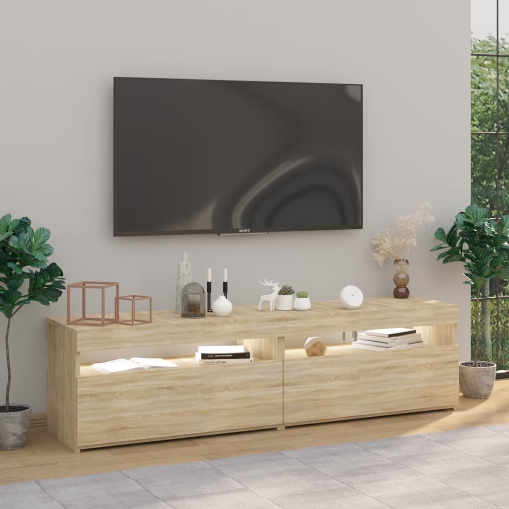 vidaXL TV-tasot 2 kpl LED-valoilla Sonoma-tammi 75x35x40 cm hinta ja tiedot | TV-tasot | hobbyhall.fi