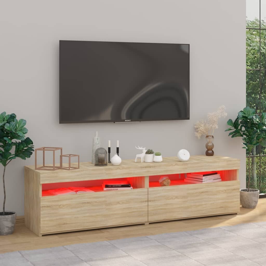 vidaXL TV-tasot 2 kpl LED-valoilla Sonoma-tammi 75x35x40 cm hinta ja tiedot | TV-tasot | hobbyhall.fi