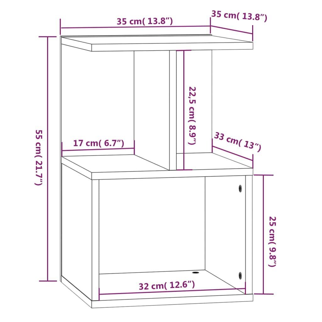 vidaXL Yöpöytä savutammi 35x35x55 cm tekninen puu hinta ja tiedot | Yöpöydät | hobbyhall.fi