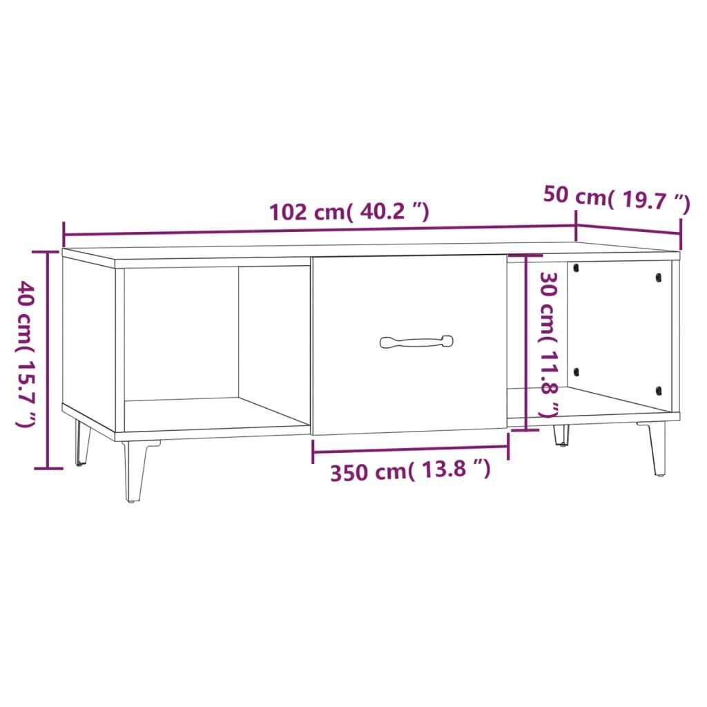 vidaXL Sohvapöytä musta 102x50x40 cm tekninen puu hinta ja tiedot | Sohvapöydät | hobbyhall.fi