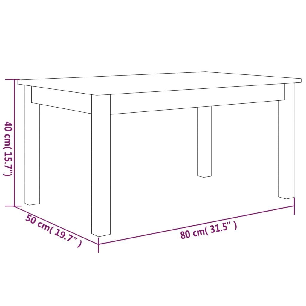 vidaXL Sohvapöytä 80x50x40 cm täysi mänty hinta ja tiedot | Sohvapöydät | hobbyhall.fi