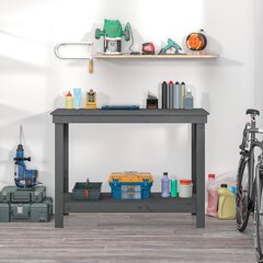 vidaXL Työpenkki harmaa 110x50x80 cm täysi mänty hinta ja tiedot | Sahat ja sirkkelit | hobbyhall.fi