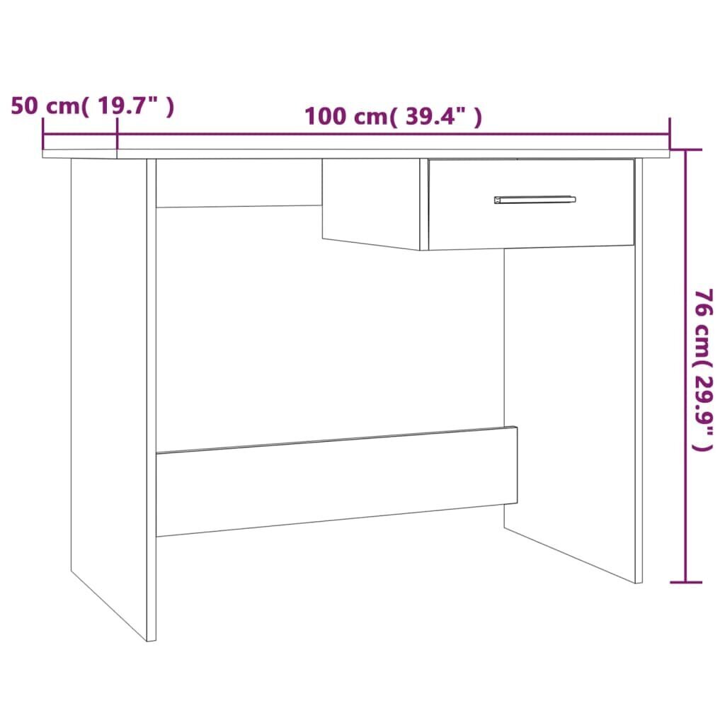 vidaXL Työpöytä savutammi 100x50x76 cm tekninen puu hinta ja tiedot | Tietokonepöydät ja työpöydät | hobbyhall.fi