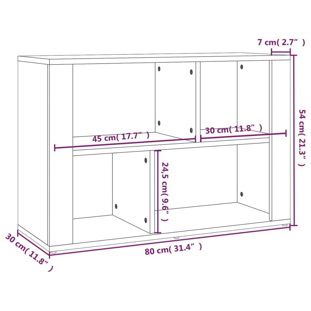 vidaXL Senkki korkeakiilto valkoinen 80x30x54 cm tekninen puu hinta ja tiedot | Olohuoneen kaapit ja lipastot | hobbyhall.fi