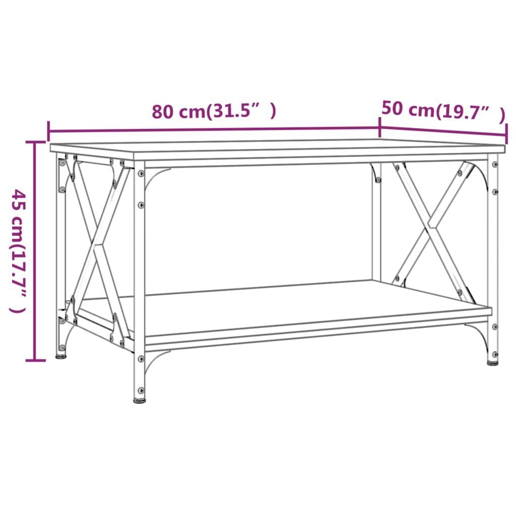 vidaXL Sohvapöytä musta 80x50x45 cm tekninen puu ja rauta hinta ja tiedot | Sohvapöydät | hobbyhall.fi