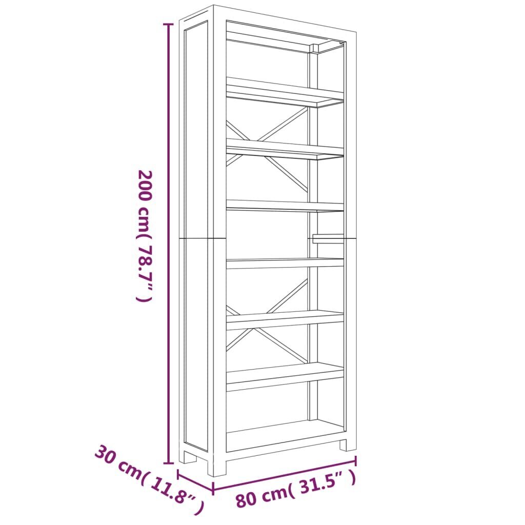 vidaXL Kirjahylly 7 tasoa 80x30x200 cm täysi akaasiapuu hinta ja tiedot | Hyllyt | hobbyhall.fi