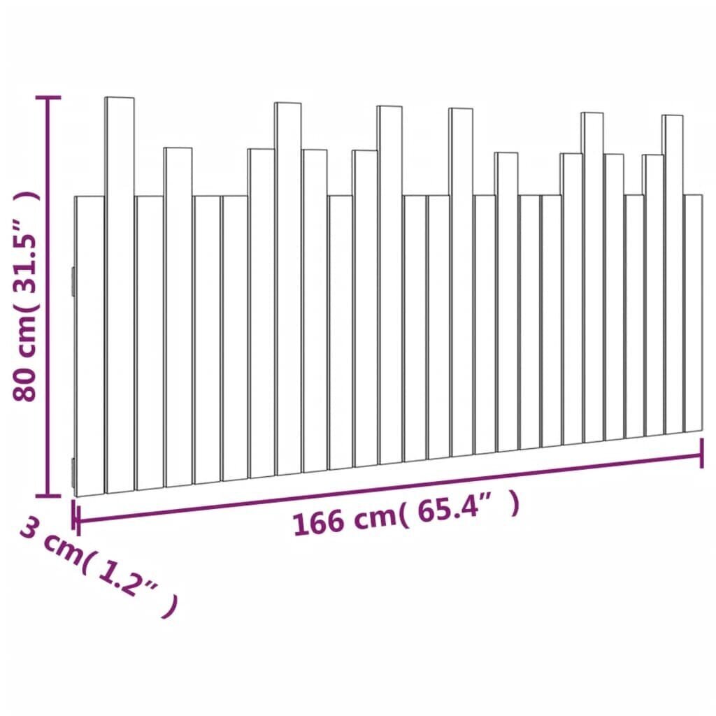 vidaXL Sängynpääty seinälle hunajanruskea 166x3x80 cm täysi mänty hinta ja tiedot | Sängyt | hobbyhall.fi