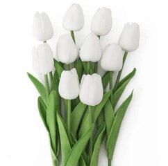 Keinotekoiset tulppaanit, 10 kpl, T1 valkoinen hinta ja tiedot | Keinotekoiset kukat | hobbyhall.fi