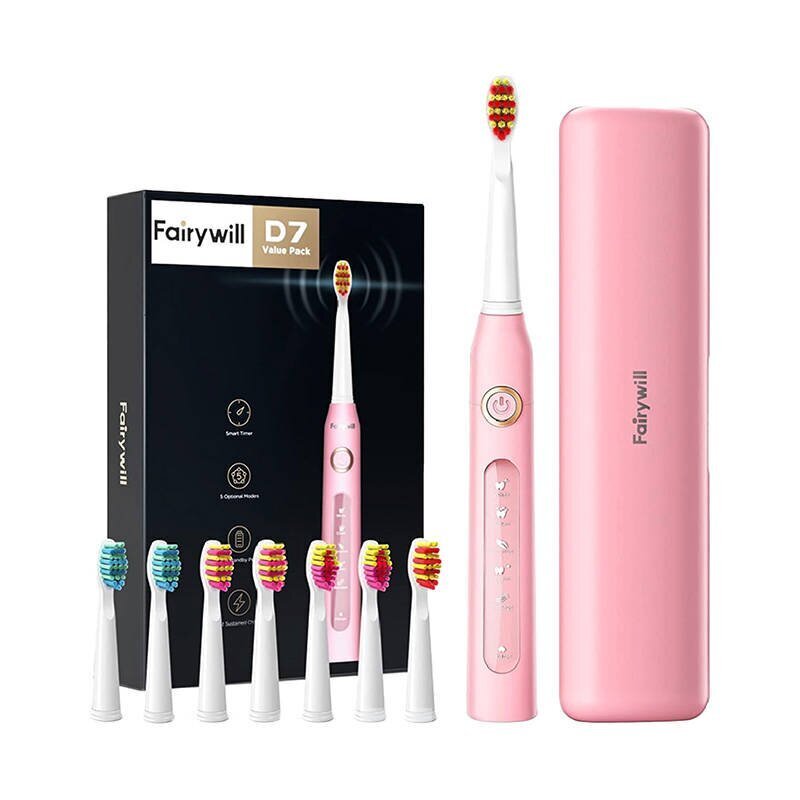 Sähköhammasharja FairyWill Sonic toothbrush with head set and case FW-507 Plus (pink) hinta ja tiedot | Sähköhammasharjat | hobbyhall.fi