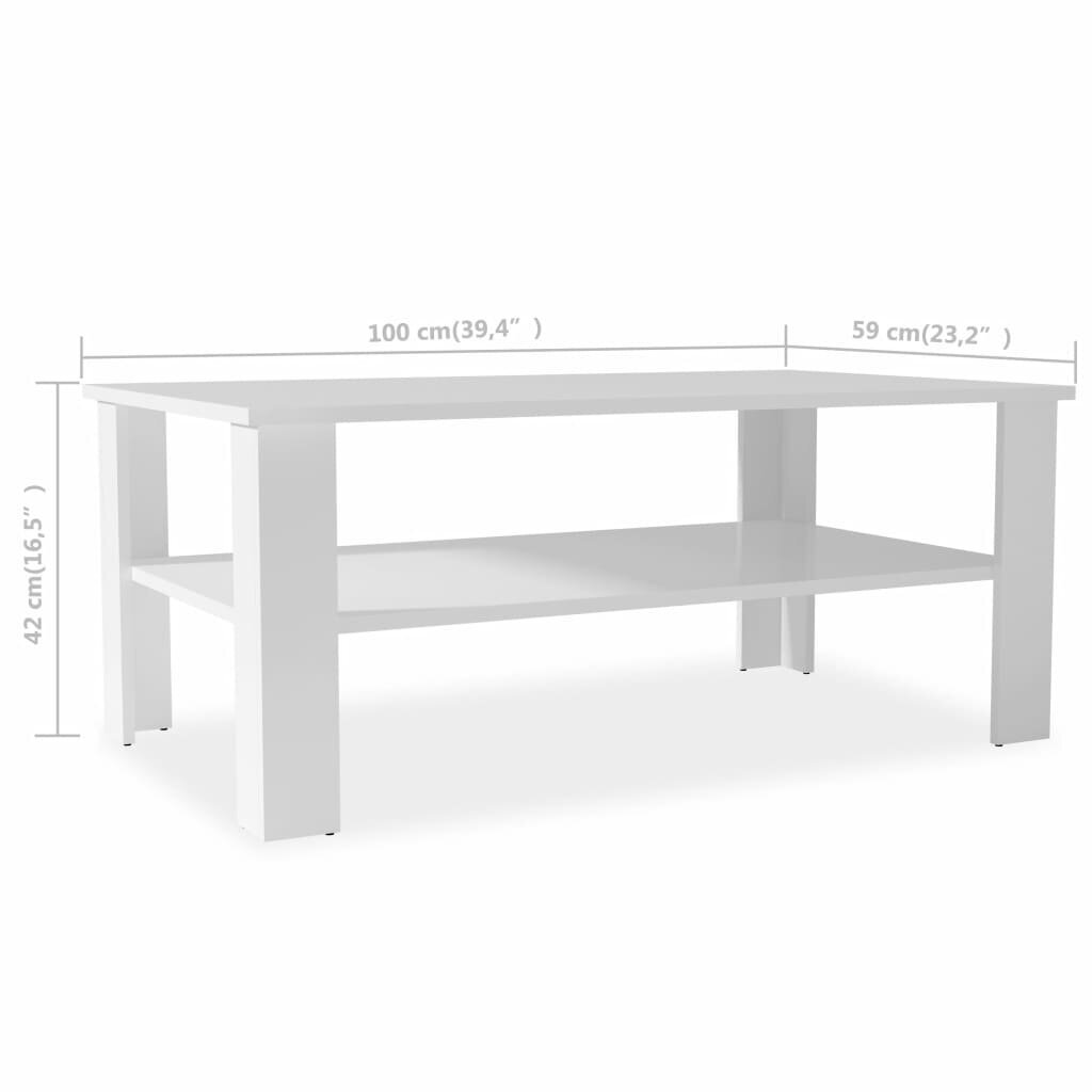 vidaXL Sohvapöytä lastulevy 100x59x42 cm valkoinen hinta ja tiedot | Sohvapöydät | hobbyhall.fi