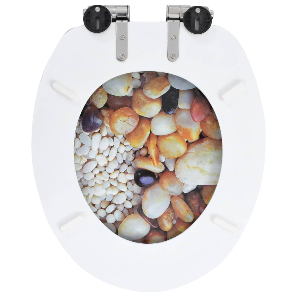 vidaXL WC-istuin 2 kpl soft close kansilla MDF pikkukivikuosi hinta ja tiedot | WC-istuimen lisätarvikkeet | hobbyhall.fi