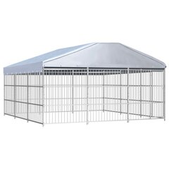 vidaXL Koiran ulkohäkki katoksella 450x450x200 cm hinta ja tiedot | Kuljetushäkit ja kuljetuslaatikot | hobbyhall.fi