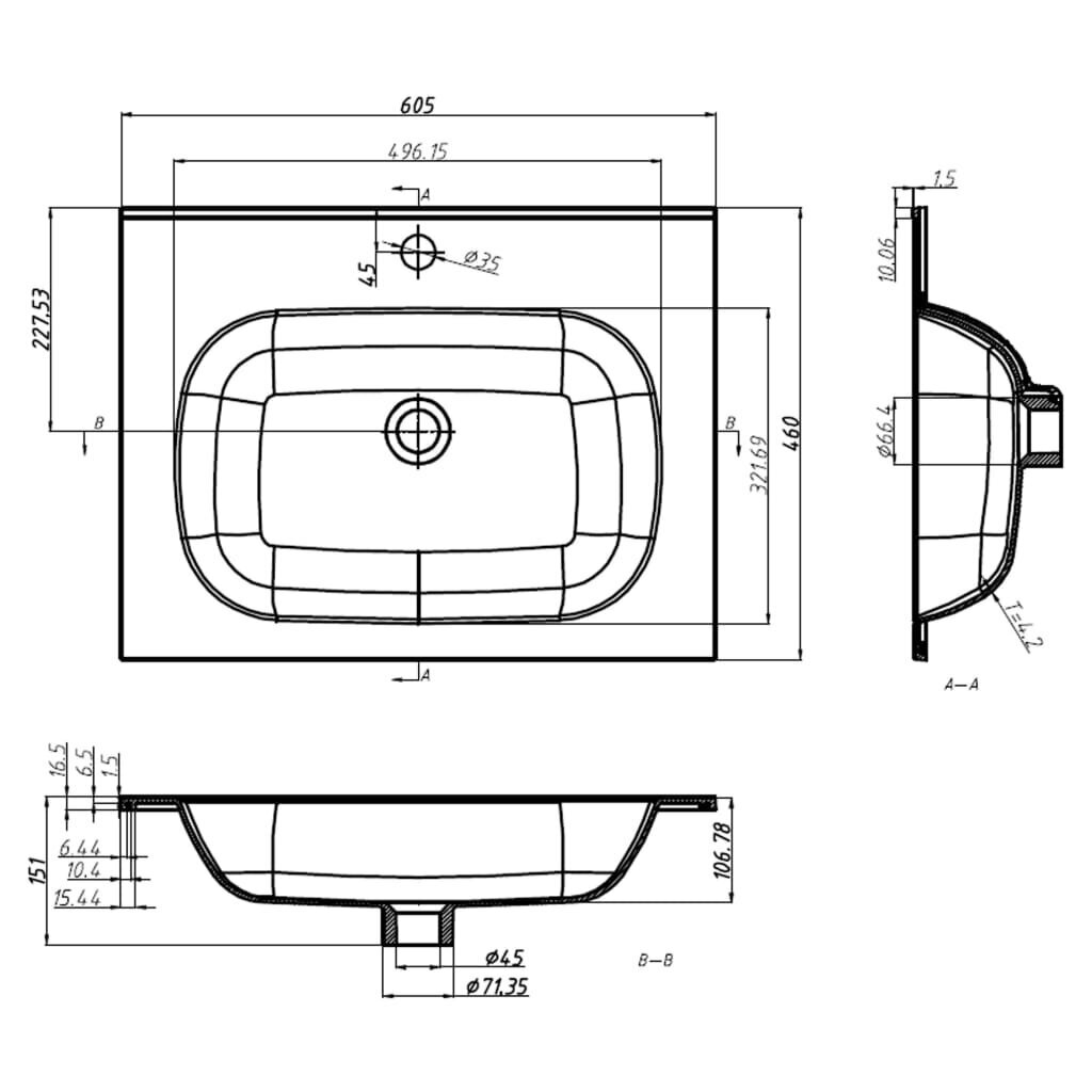 vidaXL Sisäänrakennettu pesuallas 605x460x105 mm SMC valkoinen hinta ja tiedot | Pesualtaat | hobbyhall.fi