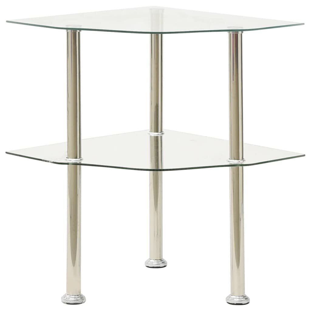 vidaXL 2-kerroksinen sivupöytä läpinäkyvä 38x38x50 cm karkaistu lasi hinta ja tiedot | Sohvapöydät | hobbyhall.fi