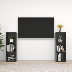 vidaXL TV-tasot 2 kpl korkeakiilto harmaa 107x35x37 cm lastulevy hinta ja tiedot | TV-tasot | hobbyhall.fi