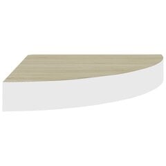 vidaXL Seinäkulmahyllyt 2 kpl tammi ja valkoinen 25x25x3,8 cm MDF hinta ja tiedot | Hyllyt | hobbyhall.fi